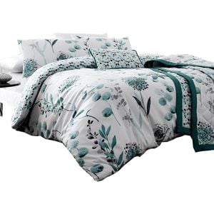 Bloomington Ink Floral Teal Cotton Rich Quilt Cover Set Queen