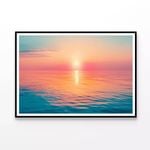 Sunset Over Sea, Vibrant Colors  Print 100% Australian Made 90x60cm  (Poster)