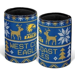 AFL Christmas Stubby Cooler - West Coast Eagles - Rubber Base - XMAS
