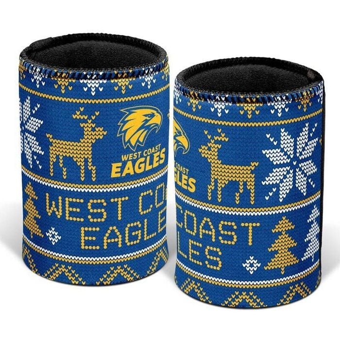 AFL Christmas Stubby Cooler - West Coast Eagles - Rubber Base - XMAS