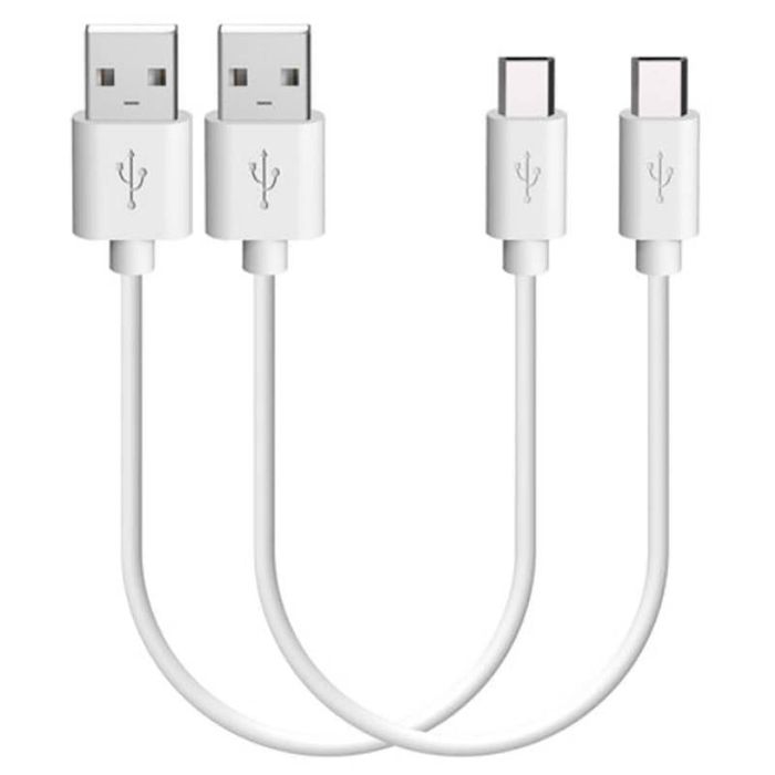 iWill 2 Pack 20cm Short Data Transfer Charger Charging USB Type C Phone Tablet Cable Cord Bulk White