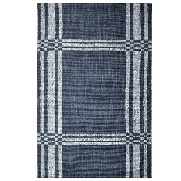 Handwoven Woolen Rug-Bushra 6323-Charcoal/Ivory-110x160cm