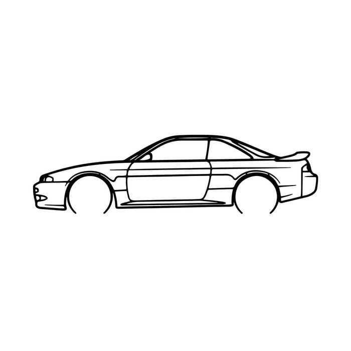 Ignite Laser Nissan S14 Silvia Silhouette Metal Wall Art Coated Black 47inch/120cm