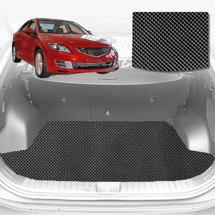 6D Diamond Car Boot Mat for Mazda 6 GG, GH, GY, GH12002-2008-Sedan-Cargo Mat-Black-Outback GT