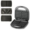 Catzon 3-in-1 Electric Sandwich Maker Interchangeable Plates For Waffle Grill & Sandwich Press