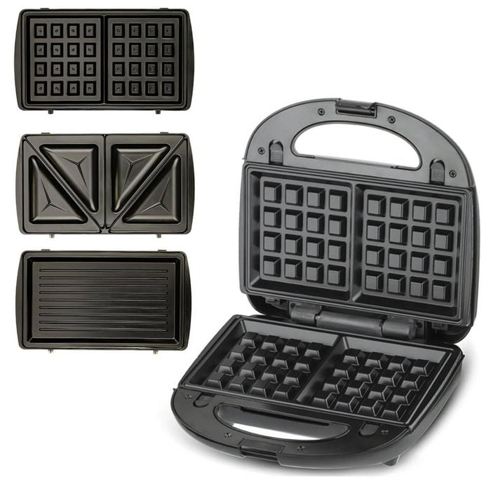 Catzon 3-in-1 Electric Sandwich Maker Interchangeable Plates For Waffle Grill & Sandwich Press