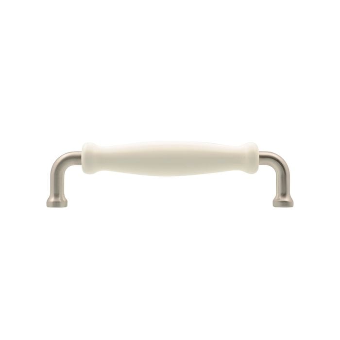 Prestige 128mm Brushed Nickel White Ceramic Handle - Card of 4