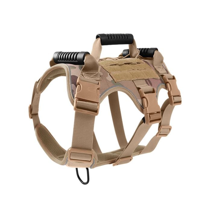 CottonMore Large Breed Dog Tactical Training Dog Harness Vest Brown Camouflage - Xlarge