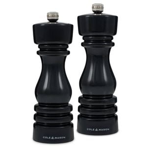 Cole & Mason London Salt & Pepper Mill Gift Set 180mm - Black Gloss