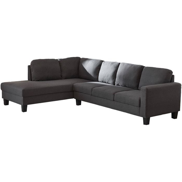 Evelyn L-Shape 5 Seater Sofa - Dark Grey (Left Chaise)