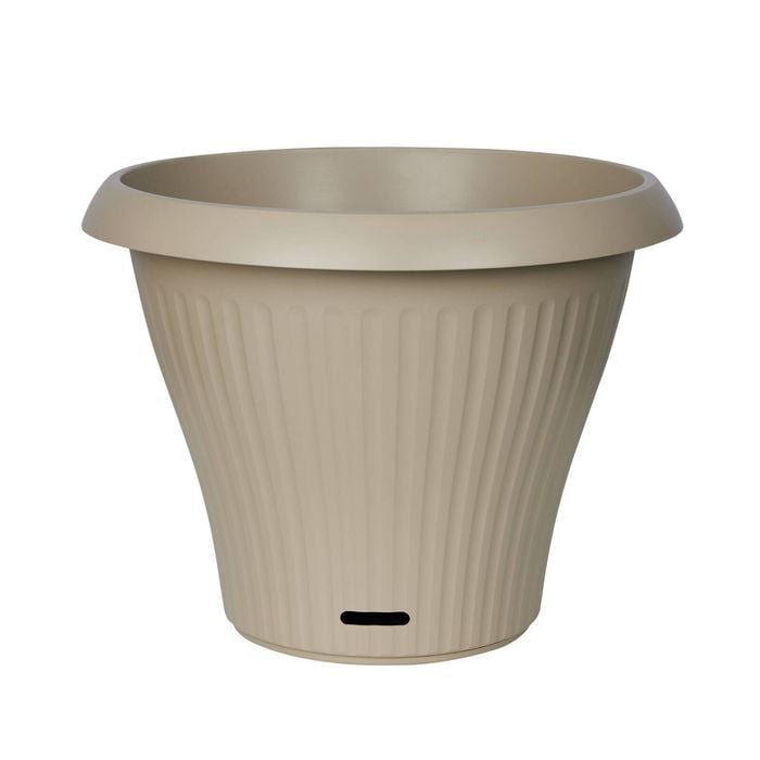 Northcote Pottery Ribbed Self Watering Round Pot Sand 40x30cm