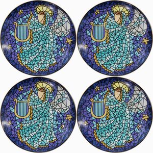 4PK LVD Porcelain Christmas Angel Cake Plate Home/Kitchen Decor 15x15cm Blue