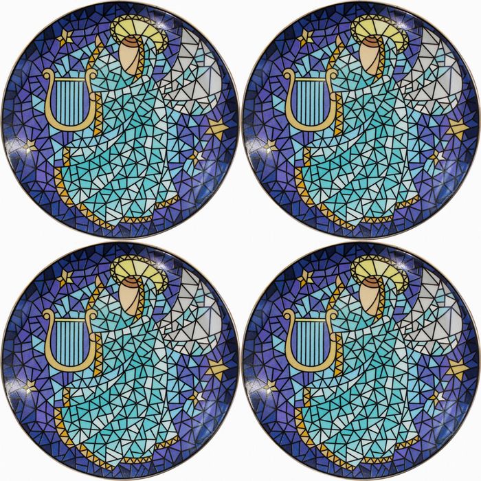 4PK LVD Porcelain Christmas Angel Cake Plate Home/Kitchen Decor 15x15cm Blue