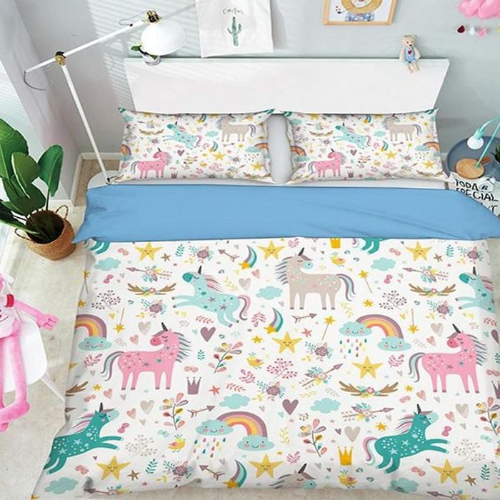3D Rainbow Horse 072 Bedding Set Pillowcases Quilt Duvet Cover Set Queen King