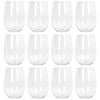 Argon Tableware 480ml Plastic Wine Glasses - Set Of 12 - Clear Reusable Stemless Cocktail Champagne Tumbler Drinking Cups