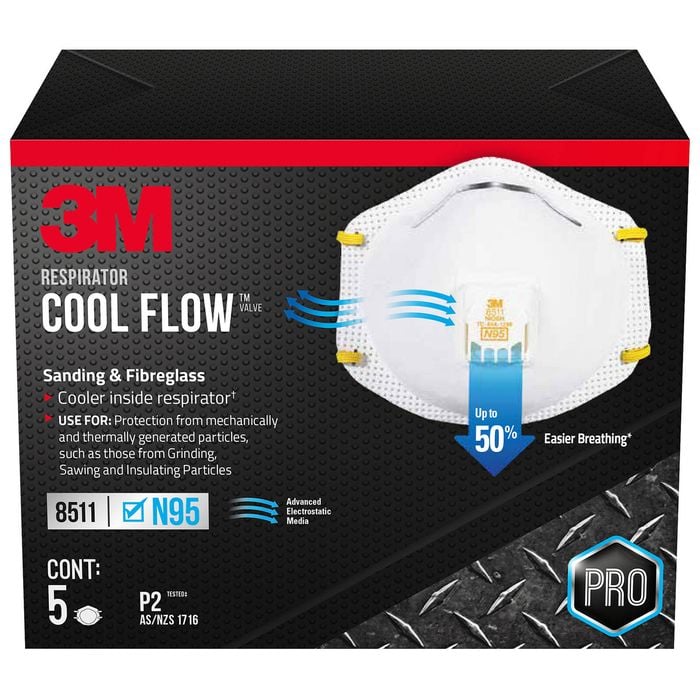3M P2 Particulate Sanding and Fibreglass Valved Respirators - 5 Pack