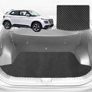 6D Diamond Car Boot Mat for Hyundai Venue 2019-Current-Cargo Mat-Black-Outback GT (With flaps)
