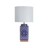 Oriel Lighting Xian Blue Patterned Ceramic Table Lamp 31cm