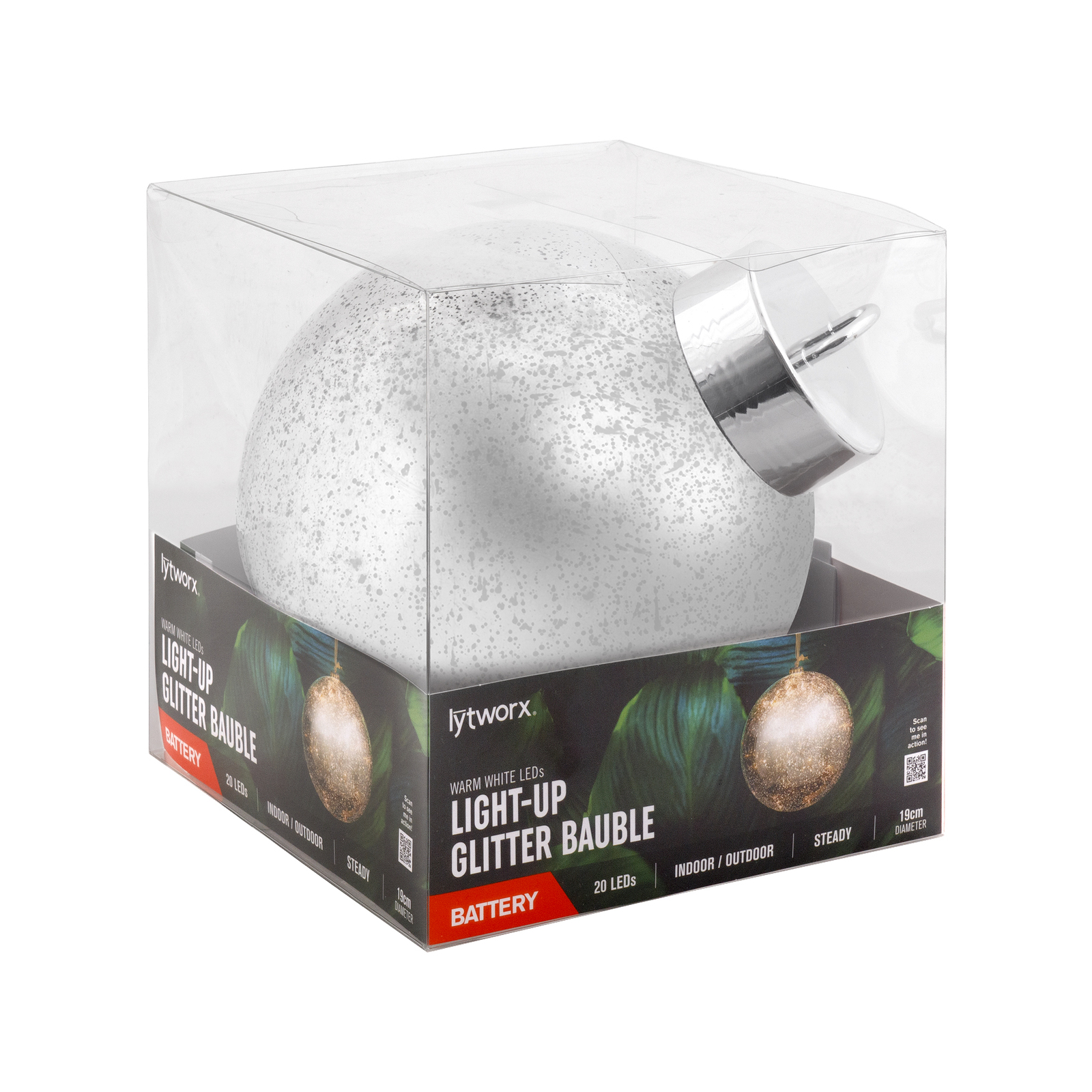 Lytworx Warm White Glitter Battery Operated Bauble product image