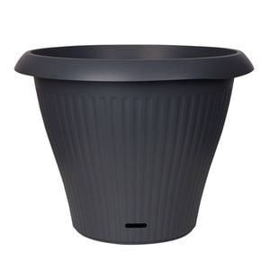 Northcote Pottery 40 x 30cm Charcoal Ribbed Self Watering Round Pot