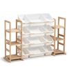 PlayPals Wooden Toy Storage Organizer w/Dual Side Shelves & 12 Storage Bins Cabinet White