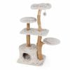 Costway Cat Tree 135cm Natural Branch Solid Wood Flower Scratching Posts