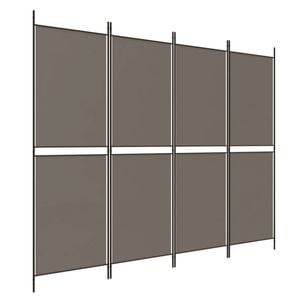 vidaXL 4-Panel Room Divider Anthracite Fabric Privacy Screen Separator Folding