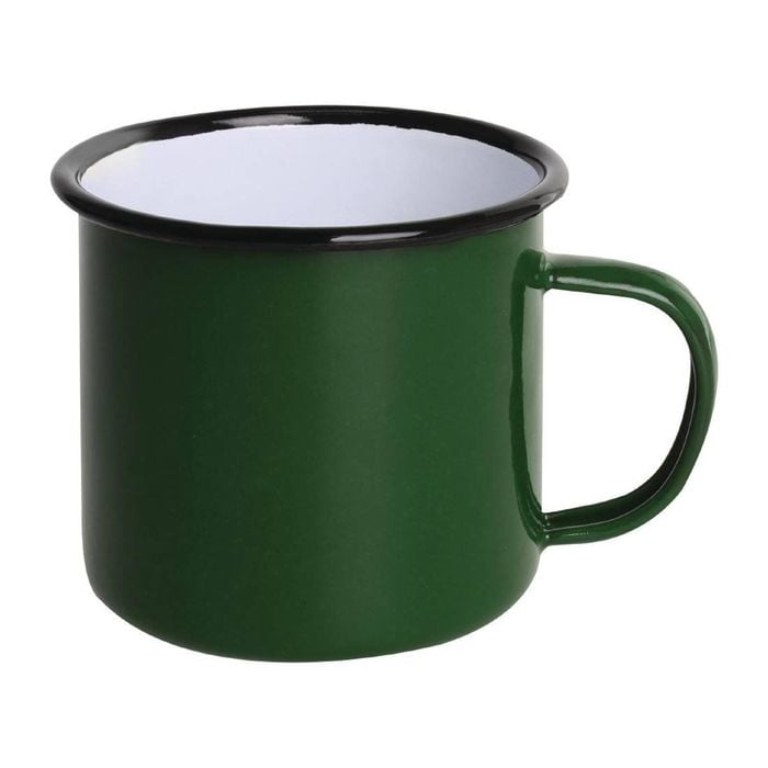 Olympia Enamel Mugs 6 Pack Green 350ml Outdoor Dining Camping Kitchenware