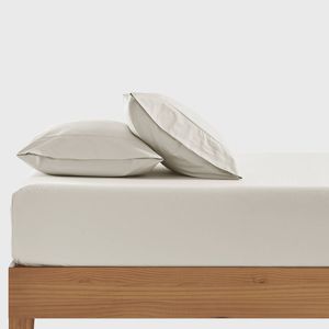 Dreamaker 300TC Cotton Percale Combo Fitted Sheet Set Oat Double Bed