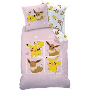 Pokemon Evoli Pink Cotton Quilt Cover Set - Single Bed Size