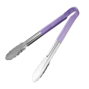 Hygiplas Serving Tongs Colour Coded Vinyl Handle Purple 300mm Commercial Kitchen Food Safety