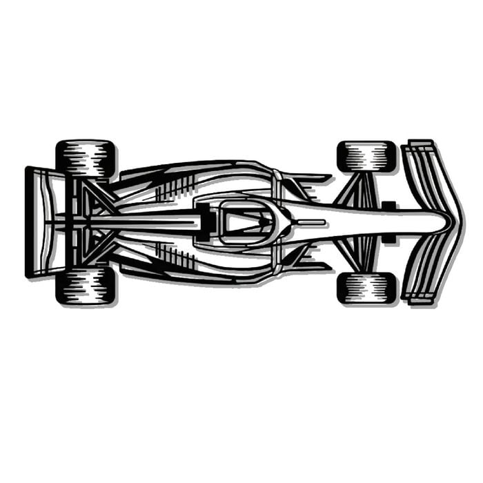Ignite Laser Formula Race Car Pits Top View Silhouette Metal Wall Art Rustic Metal 47" - 120 cm