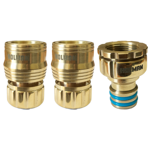 Holman 18mm Brass 3 Piece Grip N Lock Hose Connector Set