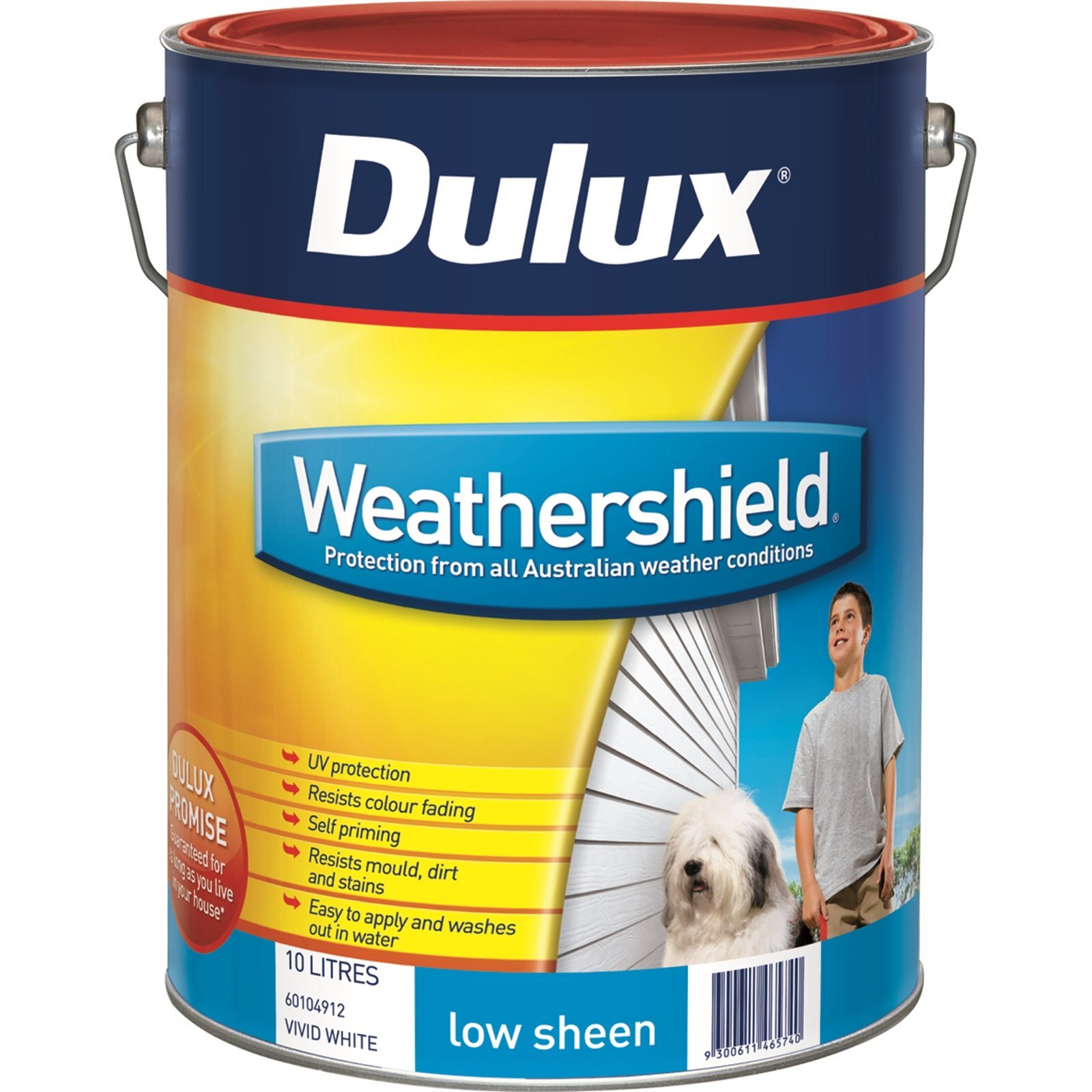 Dulux Weathershield 10L Low Sheen Vivid White Exterior Paint