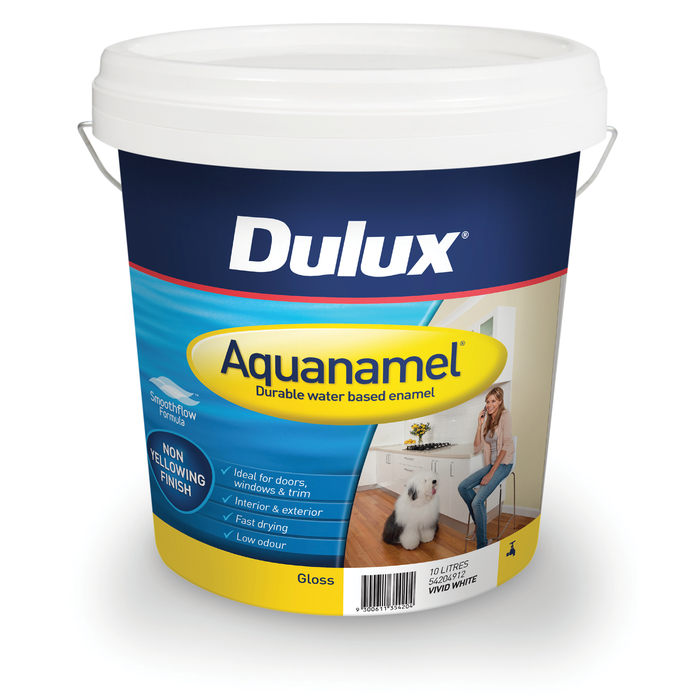 Dulux 10L Enamel Paint Aquanamel Gloss Vivid White