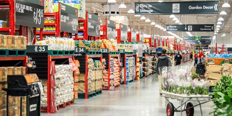 Wide shot of the store aisles 
