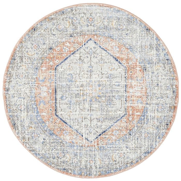The Rug Connection Estate Lorissa Silver 150x150cm - Small Round Transitional Pet Friendly Indoor Rug