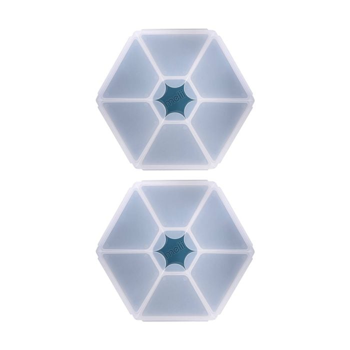 2pk Melii Kids 6 Compartment Hexagon Snackle Lunch Box Container Blue 798ml