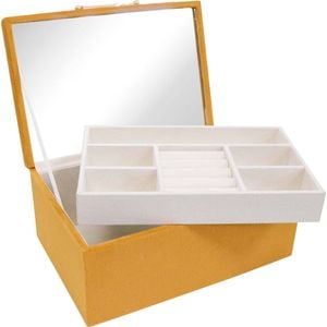 LVD Velvet Jewellery Storage Box Organiser 18.5x13cm - Mustard