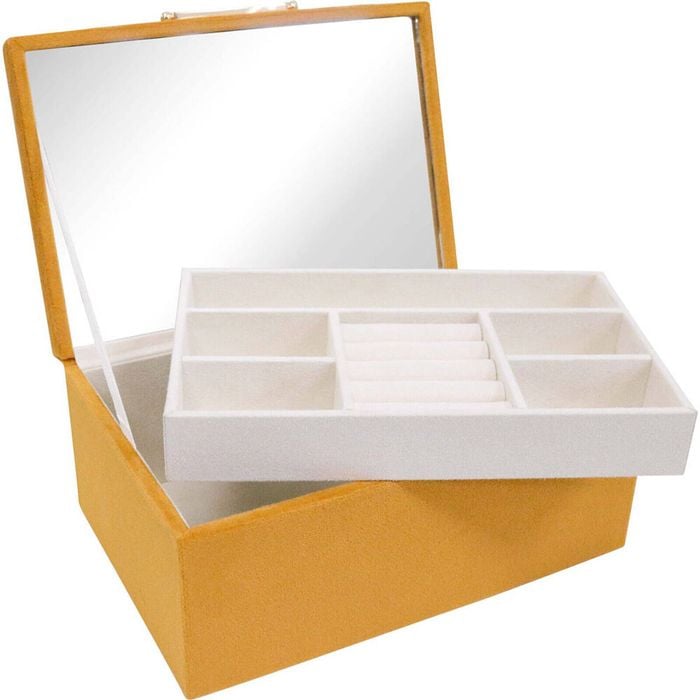 LVD Velvet Jewellery Storage Box Organiser 18.5x13cm - Mustard