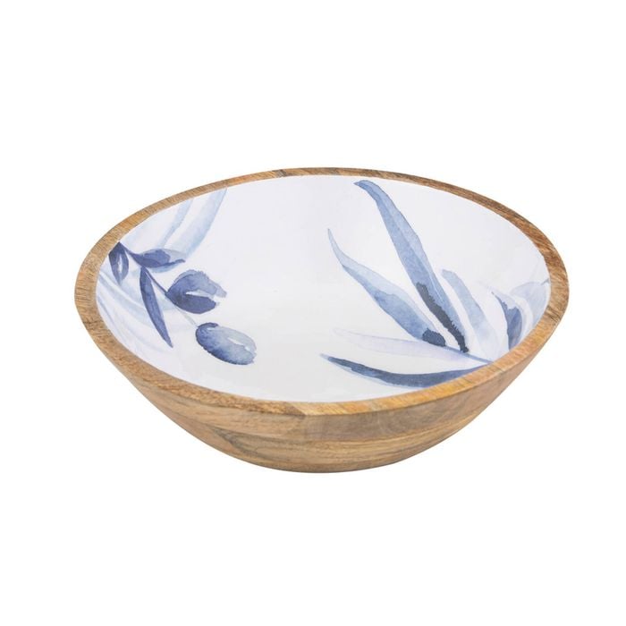 Ladelle Blue Lagoon Premium Mango Wood Round Serving Dish Bowl Small Handmade