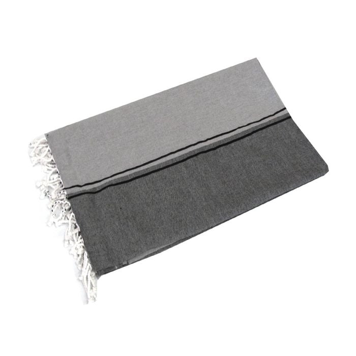 IDC Homewares Isaac Black Silver Cotton Throw Rug 100 x 200cm