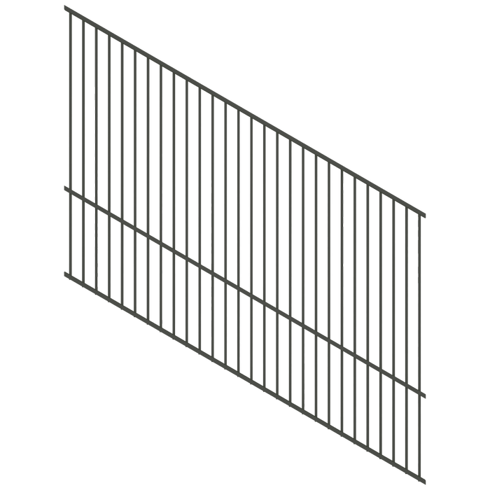 ProtectorAl 0350-1200W x 1200H Woodland Grey Flat Top Square Picket Pool Fence Panel Raked 16-30º
