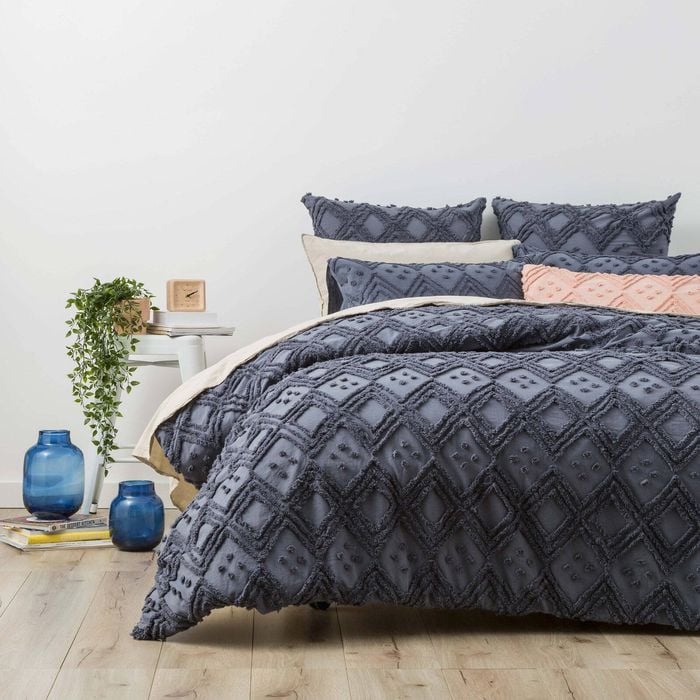 Medallion Vintage Tufted Quilt Cover Blue - Super King