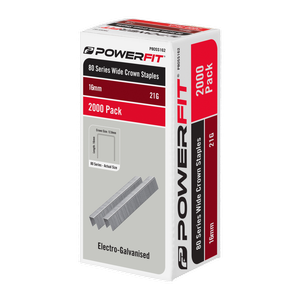 PowerFit 16mm 80 Series Electro-Galvanised Wide Crown Staples - 2000 Pack