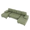 Ufurniture 280cm U-shape 4 Seater Sectional Sofa Couch W/ 2 Chaises Chenille Upholstered Futon Couch Recliner Green