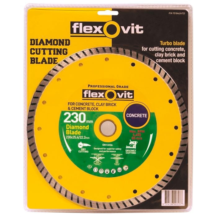 Flexovit 230 x 25.4/22.2mm Turbo Standard Diamond Cutter Blade