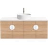 CIBO 1200mm Oak Mornington Wall Hung Vanity with White Basin and White Handles