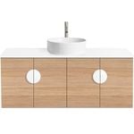 CIBO 1200mm Oak Mornington Wall Hung Vanity With White Basin And White Handles