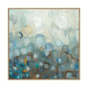 Artey | Blue and Bronze Dots VIII - Framed Canvas - Natural Frame - 50 x 50cm